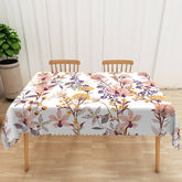 Aperturee Pink and Yellow Floral Tablecloth with Green Leaves, for Spring and Summer Garden Party Decorations